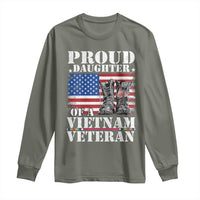 Proud Daughter Of A Vietnam Veteran Long Sleeve Shirt American Flag Army Boots
