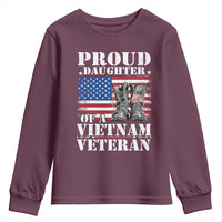 Proud Daughter Of A Vietnam Veteran Youth Sweatshirt American Flag Army Boots