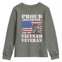 Proud Daughter Of A Vietnam Veteran Youth Sweatshirt American Flag Army Boots