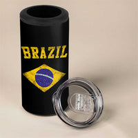 Vintage Brazil Flag Patriotic Brazilian Pride 4 in 1 Can Cooler Tumbler