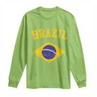 Vintage Brazil Flag Patriotic Brazilian Pride Long Sleeve Shirt