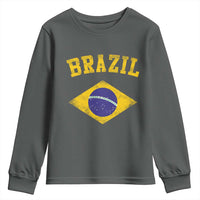 Vintage Brazil Flag Patriotic Brazilian Pride Youth Sweatshirt