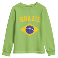Vintage Brazil Flag Patriotic Brazilian Pride Youth Sweatshirt