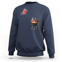 Funny BBQ Steak Meme Cute Meat Jumping Into Grill Sweatshirt