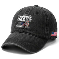Best Truckin Dad Ever Washed Cotton Baseball Cap Funny Rig Trucker Fathers Day