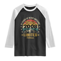 18th Birthday Raglan Shirt Vintage 2008 Limited Edition Retro 18 Years Of Being Awesome Mountain