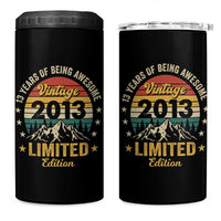 13th Birthday 4 in 1 Can Cooler Tumbler Vintage 2013 Limited Edition Retro 13 Years Of Being Awesome Mountain