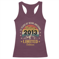 13th Birthday Racerback Tank Top Vintage 2013 Limited Edition Retro 13 Years Of Being Awesome Mountain