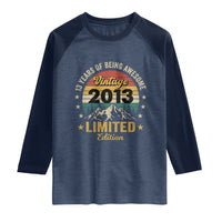 13th Birthday Raglan Shirt Vintage 2013 Limited Edition Retro 13 Years Of Being Awesome Mountain