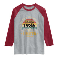90th Birthday Raglan Shirt Vintage 1936 Limited Edition Retro 90 Years Of Being Awesome Mountain