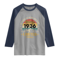 90th Birthday Raglan Shirt Vintage 1936 Limited Edition Retro 90 Years Of Being Awesome Mountain