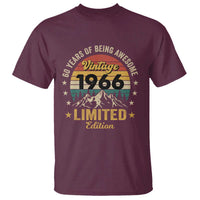 60th Birthday T Shirt Vintage 1966 Limited Edition Retro 60 Years Of Being Awesome Mountain