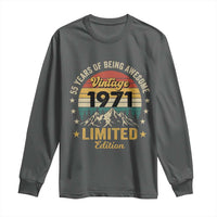 55th Birthday Long Sleeve Shirt Vintage 1971 Limited Edition Retro 55 Years Of Being Awesome Mountain