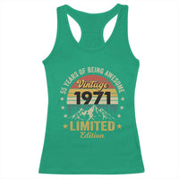 55th Birthday Racerback Tank Top Vintage 1971 Limited Edition Retro 55 Years Of Being Awesome Mountain