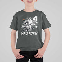 Funny Jesus Basketball T Shirt For Kid He Is Rizzin Sport Player Meme - Wonder Print Shop