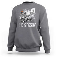 Funny Jesus Basketball Sweatshirt He Is Rizzin Sport Player Meme - Wonder Print Shop