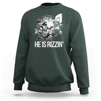 Funny Jesus Basketball Sweatshirt He Is Rizzin Sport Player Meme - Wonder Print Shop
