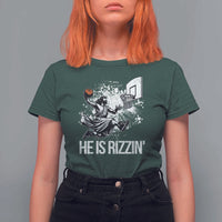 Funny Jesus Basketball T Shirt For Women He Is Rizzin Sport Player Meme - Wonder Print Shop