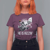 Funny Jesus Basketball T Shirt For Women He Is Rizzin Sport Player Meme - Wonder Print Shop