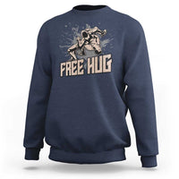 Funny Wrestling Sweatshirt Free Hug Vintage Wrestler - Wonder Print Shop