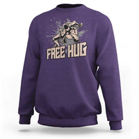 Funny Wrestling Sweatshirt Free Hug Vintage Wrestler - Wonder Print Shop