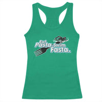 Funny Swimmer Racerback Tank Top Eat Pasta Swim Fasta Fork Swimming - Wonder Print Shop