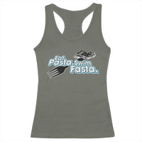 Funny Swimmer Racerback Tank Top Eat Pasta Swim Fasta Fork Swimming - Wonder Print Shop