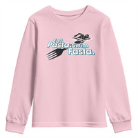 Funny Swimmer Youth Sweatshirt Eat Pasta Swim Fasta Fork Swimming - Wonder Print Shop