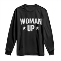 Woman Up Long Sleeve Shirt Fitness Gym Workout Feminist - Wonder Print Shop