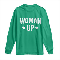 Woman Up Long Sleeve Shirt Fitness Gym Workout Feminist - Wonder Print Shop