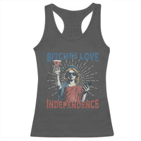 Funny Bitches Love Independence 4th Of July Racerback Tank Top Retro Statue Of Liberty - Wonder Print Shop