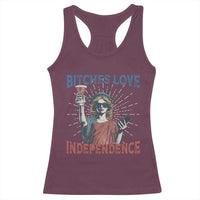 Funny Bitches Love Independence 4th Of July Racerback Tank Top Retro Statue Of Liberty - Wonder Print Shop