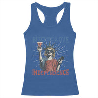 Funny Bitches Love Independence 4th Of July Racerback Tank Top Retro Statue Of Liberty - Wonder Print Shop