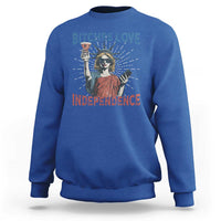 Funny Bitches Love Independence 4th Of July Sweatshirt Retro Statue Of Liberty - Wonder Print Shop