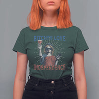 Funny Bitches Love Independence 4th Of July T Shirt For Women Retro Statue Of Liberty - Wonder Print Shop