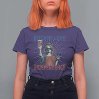 Funny Bitches Love Independence 4th Of July T Shirt For Women Retro Statue Of Liberty - Wonder Print Shop