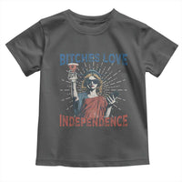 Funny Bitches Love Independence 4th Of July Toddler T Shirt Retro Statue Of Liberty - Wonder Print Shop