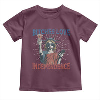 Funny Bitches Love Independence 4th Of July Toddler T Shirt Retro Statue Of Liberty - Wonder Print Shop