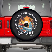 Even The Wind And Waves Obey Him Be Still Spare Tire Cover Christian Bible Verse Summer Vacation - Wonder Print Shop