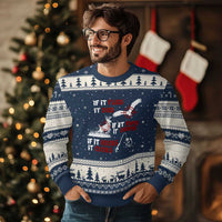 Funny Fishing Hunting Ugly Christmas Sweater If It Flies It Dies If It Hops It Drops If It Hooks It Cooks - Wonder Print Shop