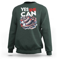 Harris 2024 Sweatshirt Yes She Can Chucks And Pearls American Flag - Wonder Print Shop