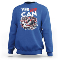 Harris 2024 Sweatshirt Yes She Can Chucks And Pearls American Flag - Wonder Print Shop