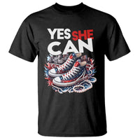 Harris 2024 T Shirt Yes She Can Chucks And Pearls American Flag - Wonder Print Shop