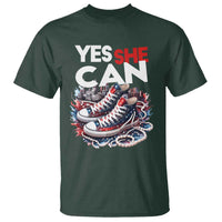 Harris 2024 T Shirt Yes She Can Chucks And Pearls American Flag - Wonder Print Shop