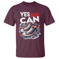 Harris 2024 T Shirt Yes She Can Chucks And Pearls American Flag - Wonder Print Shop