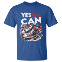 Harris 2024 T Shirt Yes She Can Chucks And Pearls American Flag - Wonder Print Shop