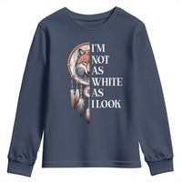 Native Americans Youth Sweatshirt I'm Not As White As I Look Vintage Wolf Dreamcatcher - Wonder Print Shop