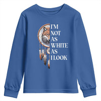 Native Americans Youth Sweatshirt I'm Not As White As I Look Vintage Wolf Dreamcatcher - Wonder Print Shop