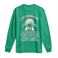 Chickasaw Indians Long Sleeve Shirt I Am Chickasaw I Was Born With My Heart On My Sleeve War Bonnet - Wonder Print Shop