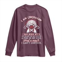 Chickasaw Indians Long Sleeve Shirt I Am Chickasaw I Was Born With My Heart On My Sleeve War Bonnet - Wonder Print Shop